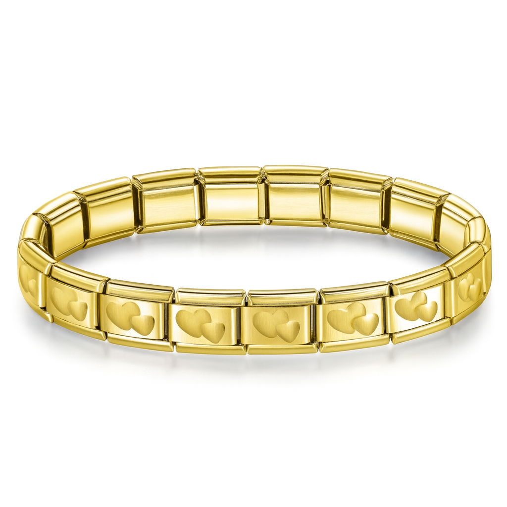 Pulsera Eternoa Aurea™ Dorada – Personalizable en acero inoxidable resistente al agua.