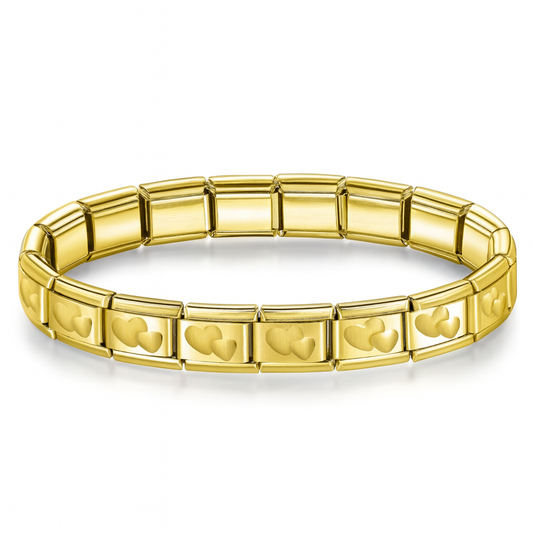 Pulsera Eternoa Aurea™ Dorada – Personalizable en acero inoxidable resistente al agua.